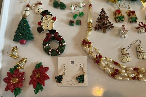 Lot Vintage To Now Christmas Pins Brooch Earrings Lot Some Signed 57pcs.