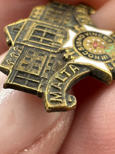 Antique Knights Templar MALTA HOME Screw back Lapel Pin RARE