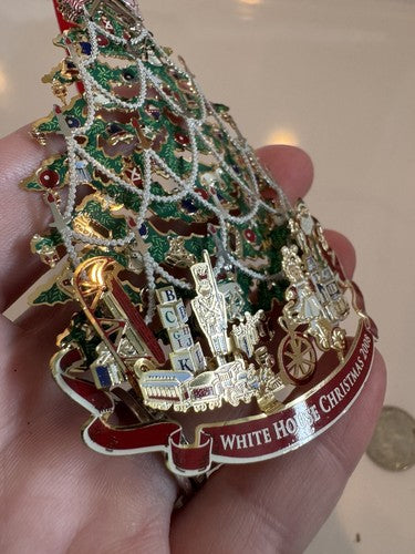 2008 The White House Historical Association Christmas Ornament 3D Effect Metal