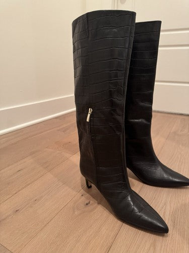 TOTEME The Wide Shaft $1130 Black Croco 50mm Boots Authentic