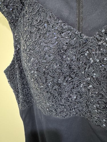 Alex Evenings Womens Embellished Empire Waist Drape Evening Dress 14 Blue