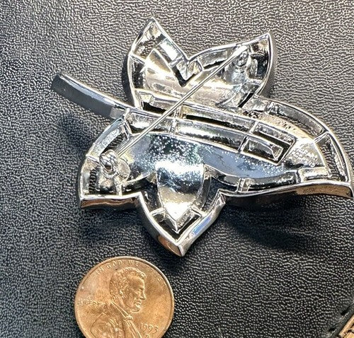 Trifari Alfred Philippe Crystal Rhinestone Leaf Vintage Brooch Pin Maple Ivy