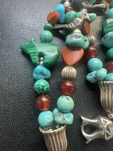 Carolyn Pollack Sterling Silver Multi Gemstone Concho Fetish Bracelet Beautiful!