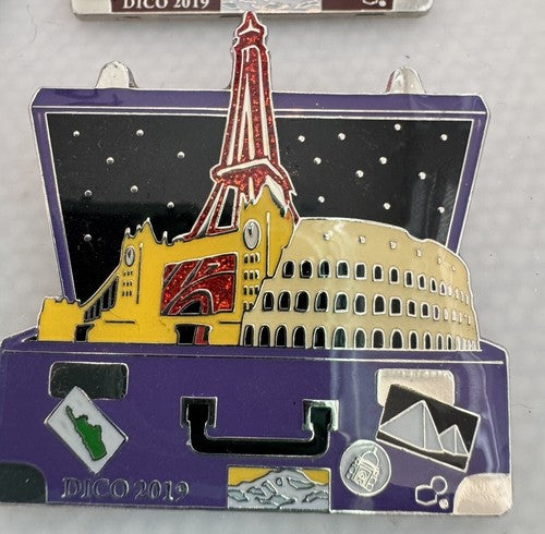 4x Destination Imagination DI Trading Pin 2019 Colorado Suitcases Continents USA