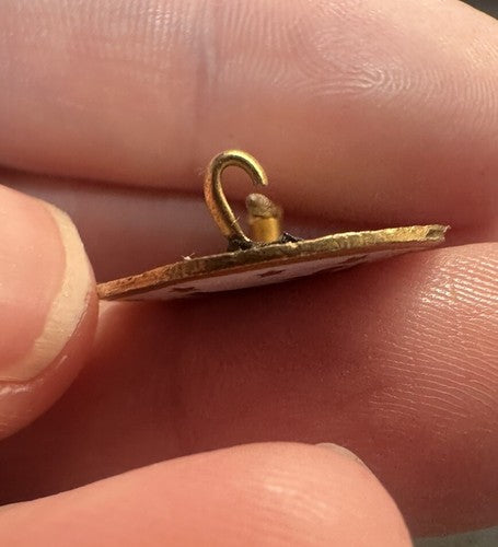 Antique Ave Maria Marian C-clasp Lapel Pin Enamel
