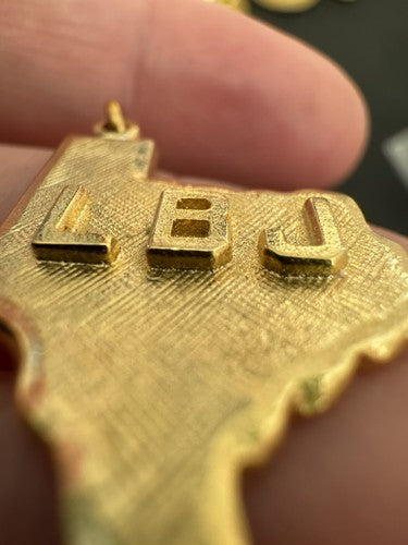 Vintage Texas LBJ Charm Pendant Gold Tone Lyndon B. Johnson LBJ L.B.J.