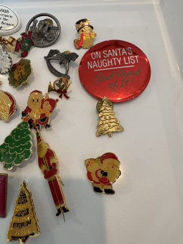 Christmas Lapel Flat Brooch Pin Lot Vintage to Modern 65 pcs