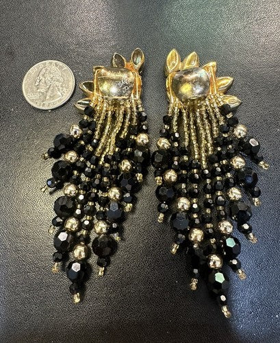 Vintage Glam 1980s Nightingale Sherry De Peé Runway Statement Earrings Gold