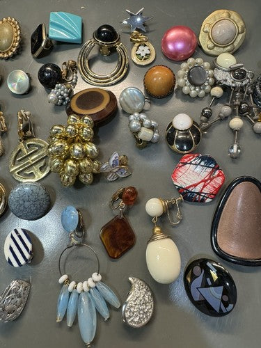 Vintage Modern Mixed Lot Single Clip on Earrings Wear Craft Repurpose 60+