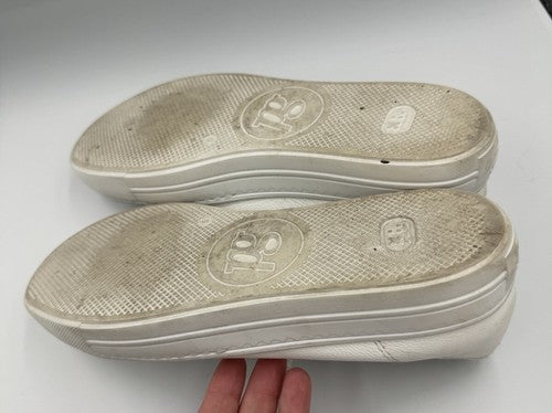 $420 Paul Green Hadley Platform Sneaker white leather silver 7.5 (2) (TD21)