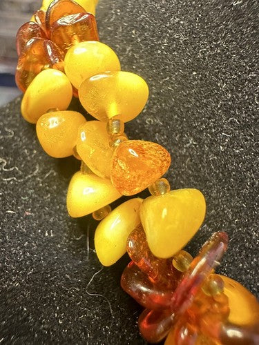 Vintage Baltic Honey Egg Yolk Amber Bead Necklace with Inclusions 19 Inches 36g