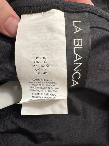 NWT La Blanca Island Goddess Shirred Band Hipster Swimsuit Bottom Wmns 10 Black