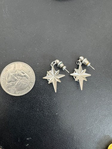 Vintage Kiwanis International Starburst Earrings Silver Tone Logo RARE HTF