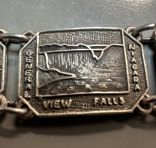 Vintage Post 1930 Canada Niagara Falls Bracelet Silver Tone Non-magnetic 6.75”