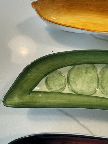 Vietri Vegetable Serving Dishes 4 set - Carrot, Pepper, Peas, & Eggplant - Italy
