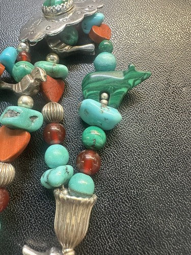 Carolyn Pollack Sterling Silver Multi Gemstone Concho Fetish Bracelet Beautiful!