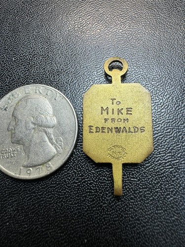 Antique Gold Tone Cloisonné Baseball Key Fob Olympic Trophies Co. NY