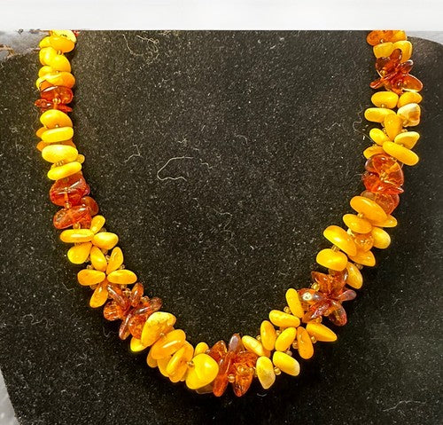 Vintage Baltic Honey Egg Yolk Amber Bead Necklace with Inclusions 19 Inches 36g