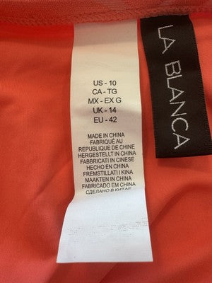 La Blanca Women's Side Tie Hipster Bikini Bottom Coral Island Palm Size M/10