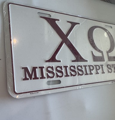 Vintage Mississippi State University Chi Omega - License Plate Tag New Old Stock