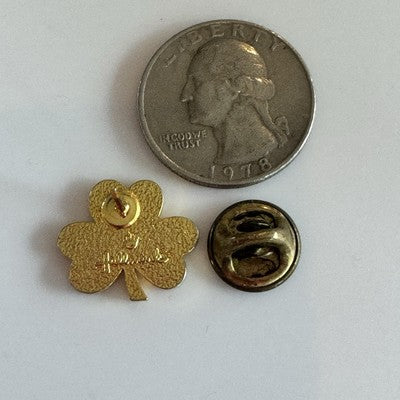 Vtg Green Shamrock 3 Leaf Clover Tie Tack Lapel Pin St Patrick's Day