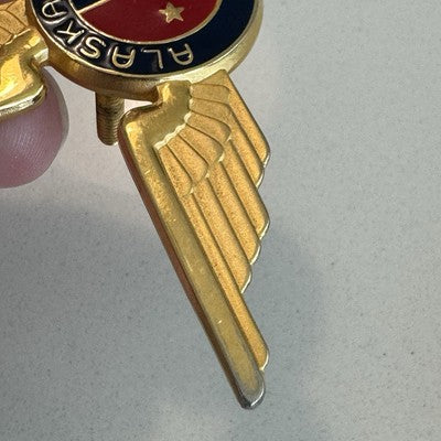 Vintage ALASKA AIRLINES Pilot Cap Badge Pin Wings