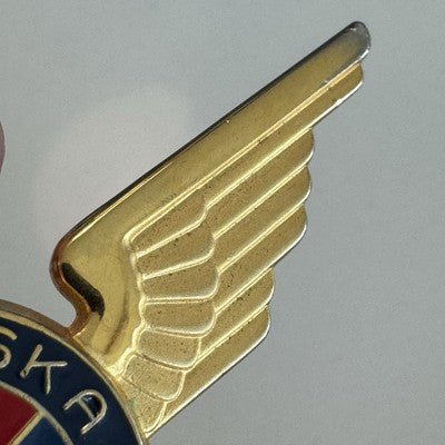 Vintage ALASKA AIRLINES Pilot Cap Badge Pin Wings