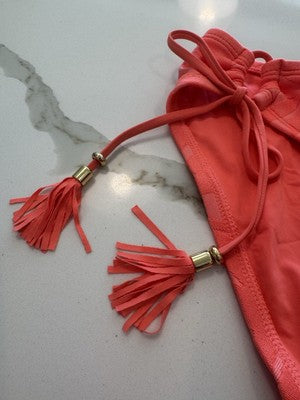 La Blanca Women's Side Tie Hipster Bikini Bottom Coral Island Palm Size M/10