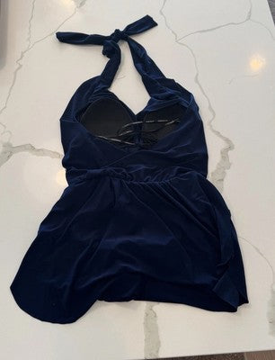Magicsuit Ellie Sz 8 Swim Dress One-Piece Halter Slimming Swimsuit Navy NWOT