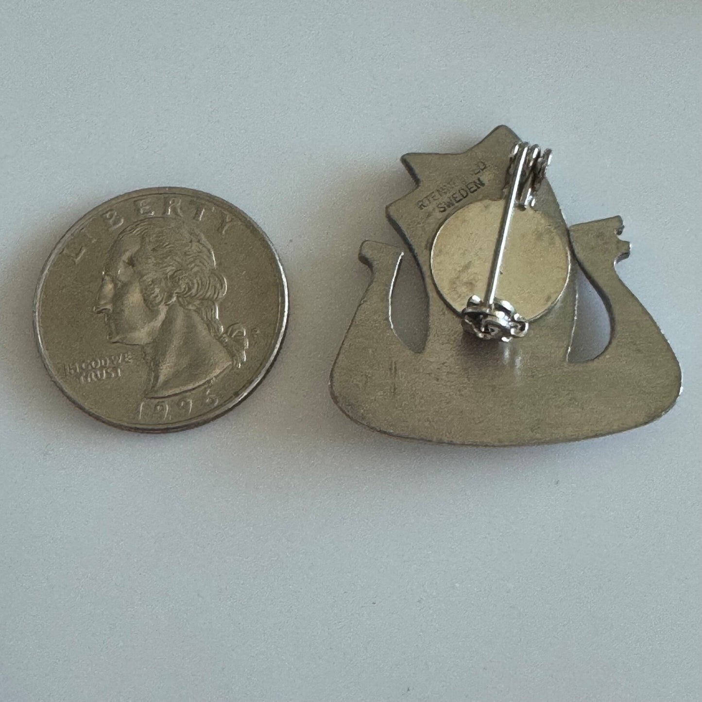 Vintage R. Tennesmed Sweden Viking Ship Pewter Brooch Pin