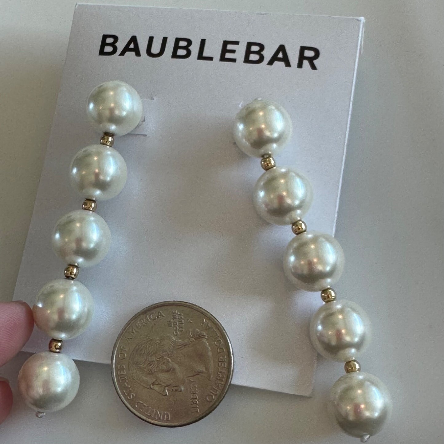 Bauble Bar BaubleBar Imitation Pearl Linear Drop Earrings New On Card Pierced