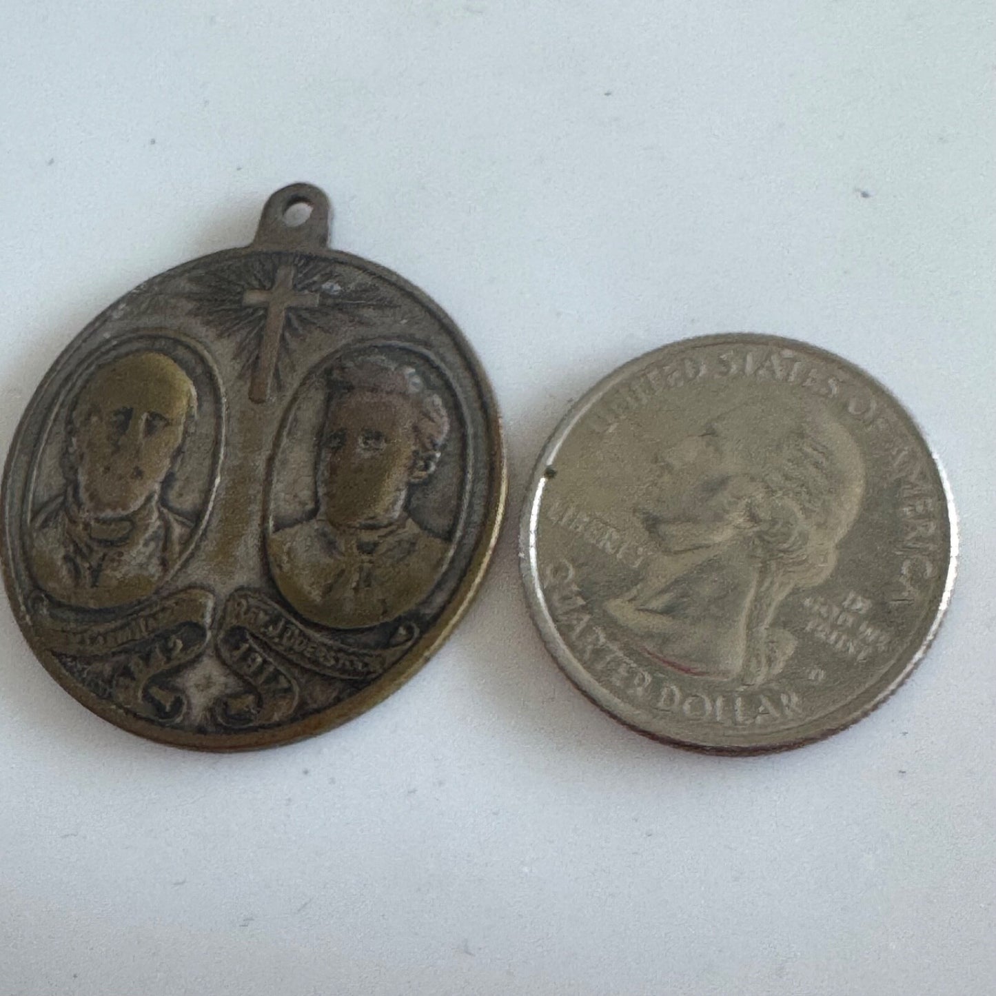 Antique 1917 Diamond Jubilee St Mary Church Rev. Medallion Catholic Cincinnati