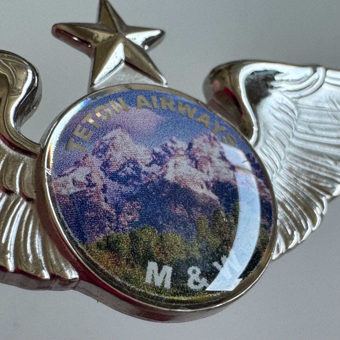 Vintage Teton Airways M&W Silver Tone Wings with Star Pin