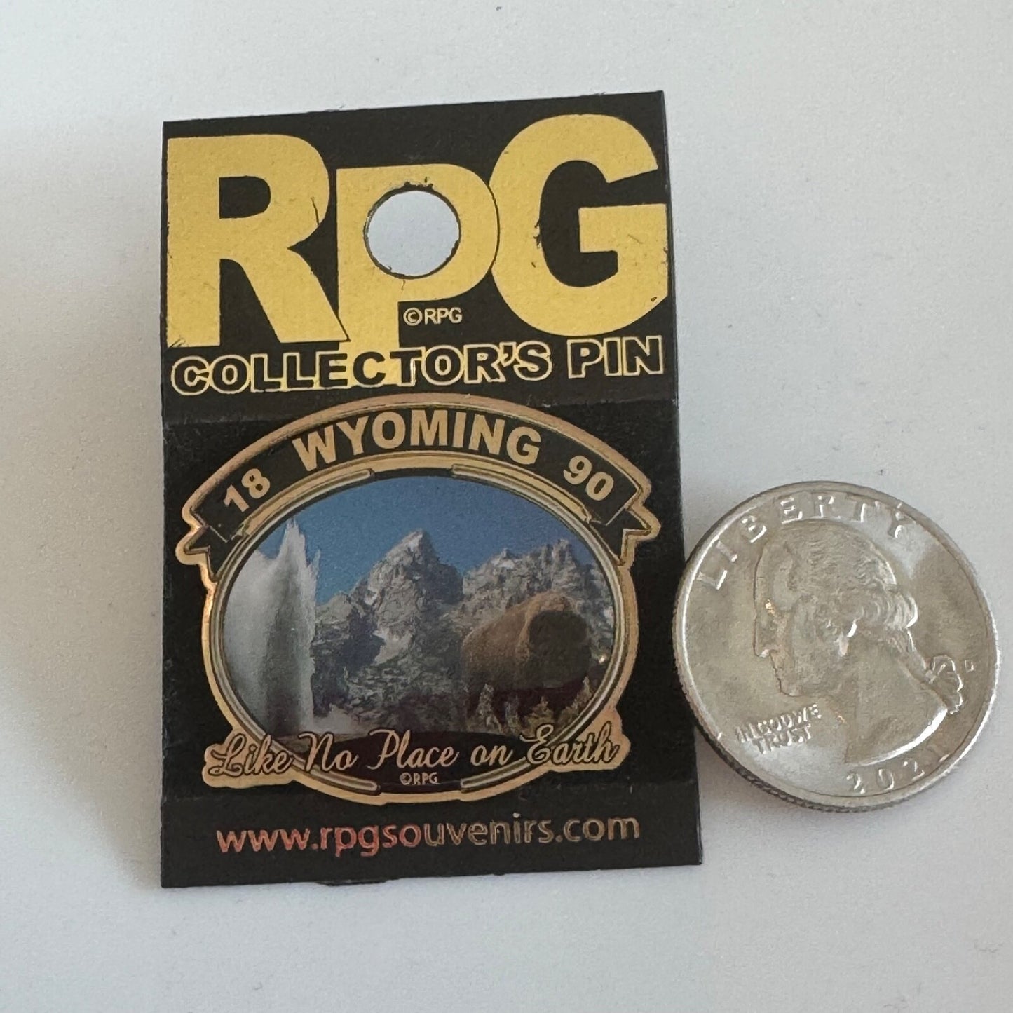 Vtg Yellowstone Wyoming Like No Place On Earth Old Faithful Buffalo Bison Pin