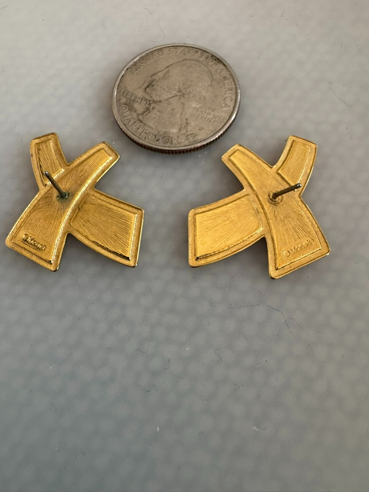 Gorgeous Monet Red Enamel X Pierced Earrings 1980s 1990s