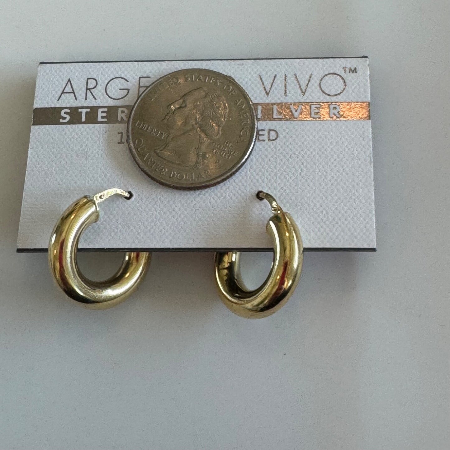 Argento Vivo Gold-Toned Chunky Tube Hoop Earrings New On Card Pierced Sterling