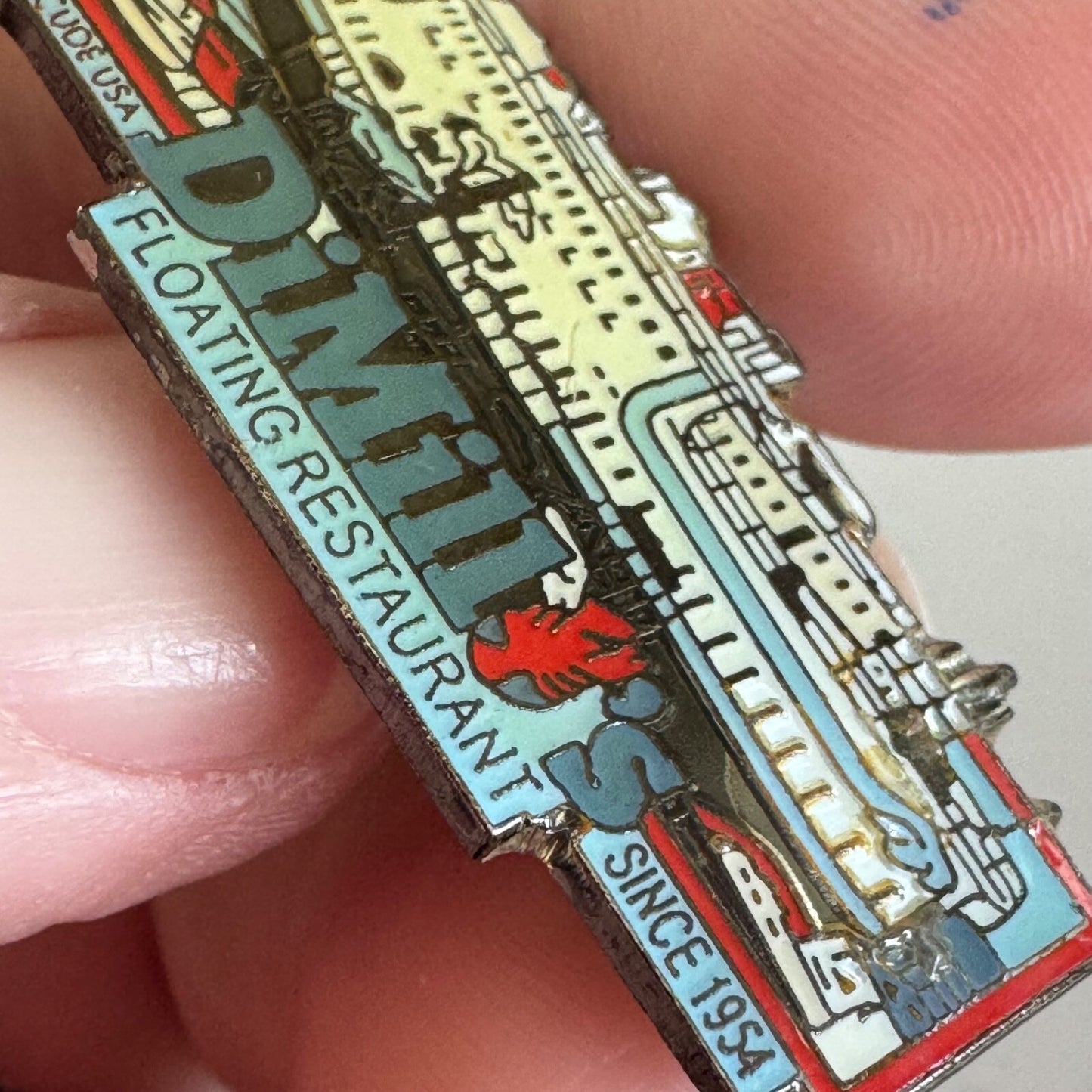 DiMillo’s on the Water Floating Restaurant Lapel Pin – Portland, Maine Rare