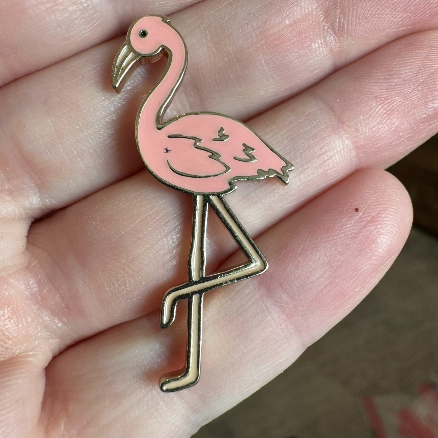 Fun Ann Taylor Loft Pink Flamingo Lapel Pin Brooch Signed