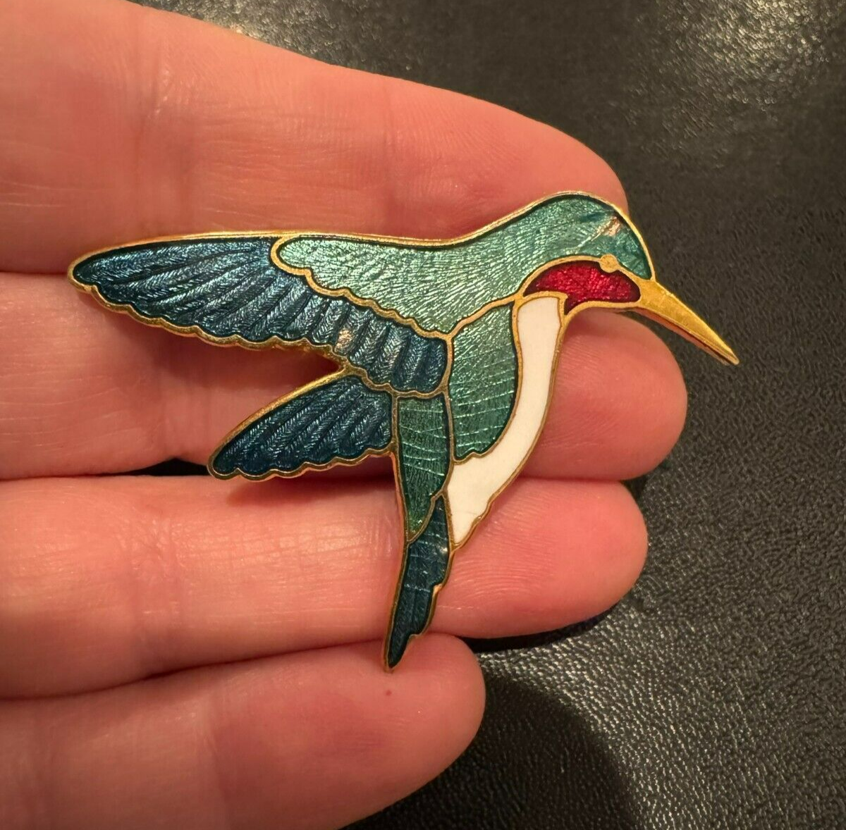 Gorgeous Fish Enterprises Hummingbird Cloisonne Brooch Pin