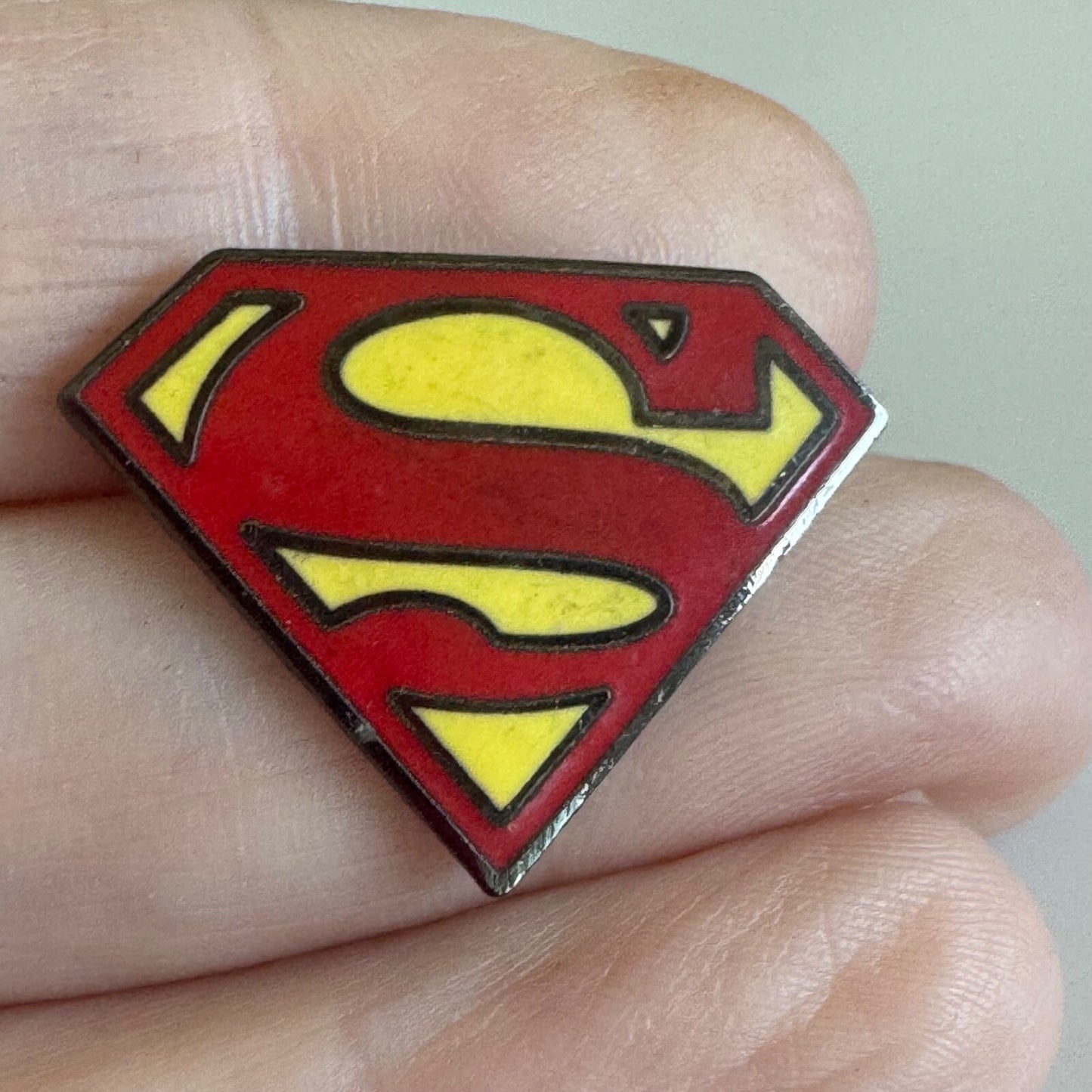 Vintage Superman Logo Shield Lapel Pin Enamel