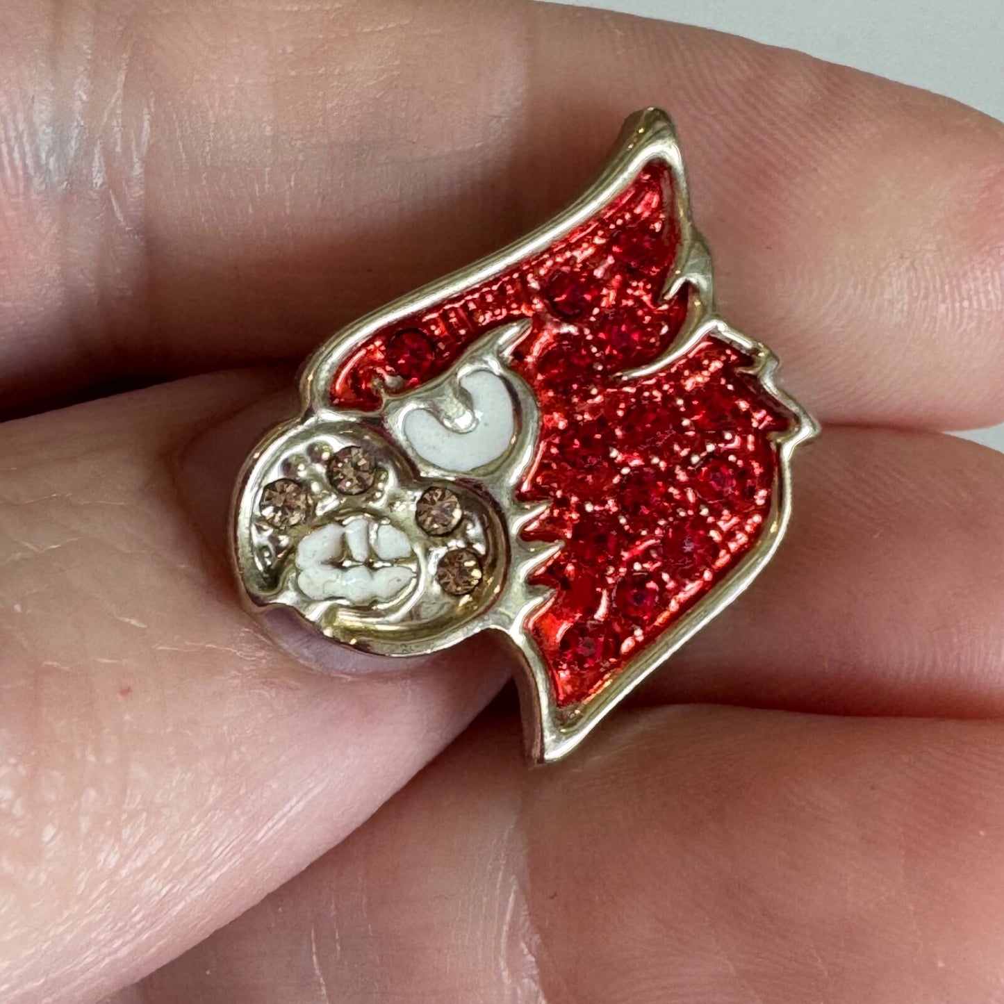 Vintage University of Louisville Cardinals Rhinestone Lapel Pin Tie Tack