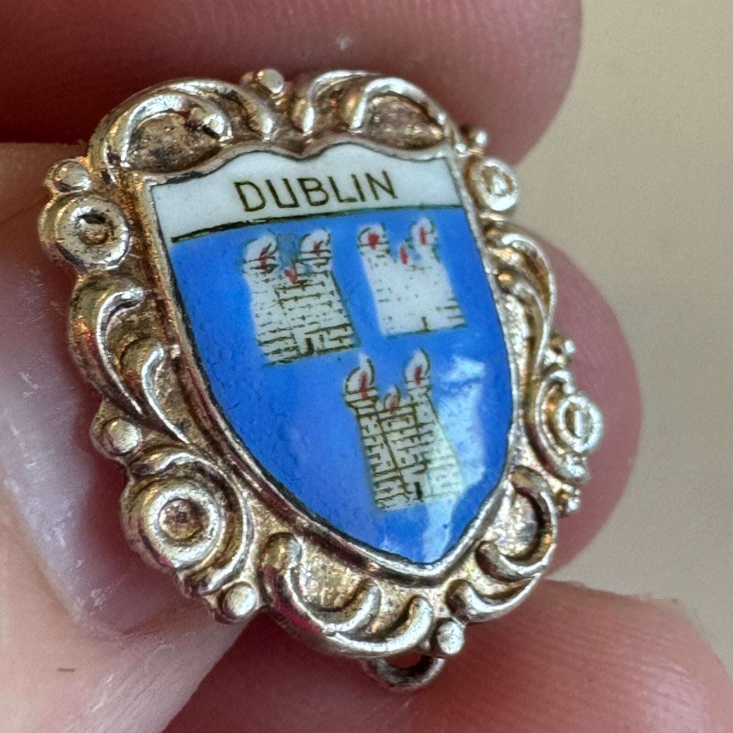 Vintage Dublin Ireland Coat of Arms Lapel Pin Crest Shield