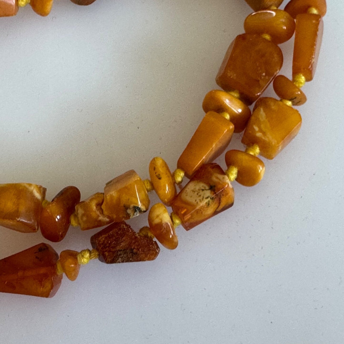 Vintage 25" Hand Knotted Amber Necklace 34g Cognac Butterscotch Egg Yolk