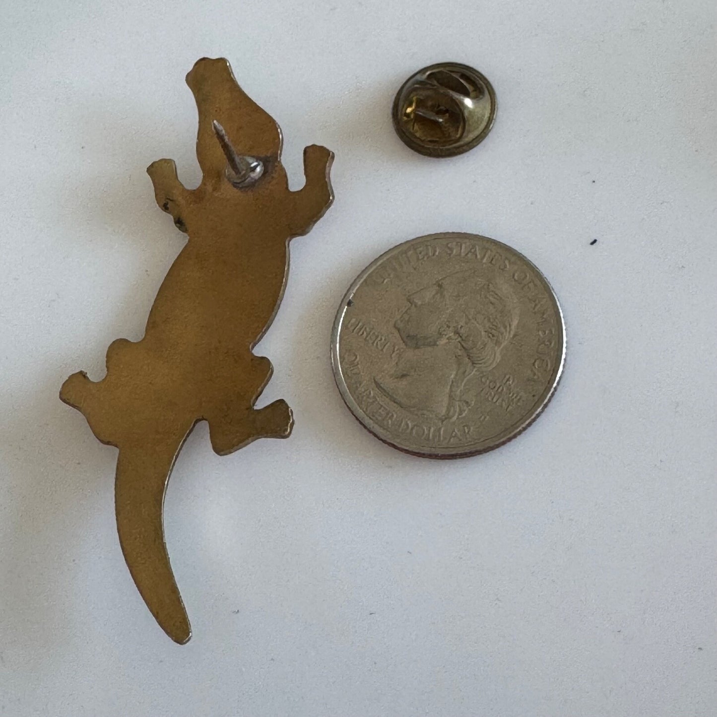 Gold Toned Aligator Brooch Crocodile Lapel Pin