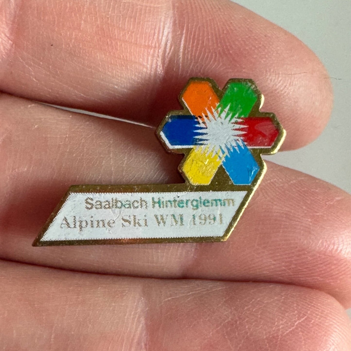 Vintage Saalbach Hinterglemm Alpine Ski WM 1991 Lapel Pin RARE