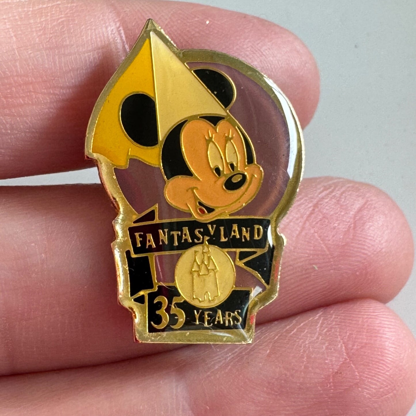 Vintage Fantasyland 35 Years Anniversary Lapel Pin Princess Minnie Mouse