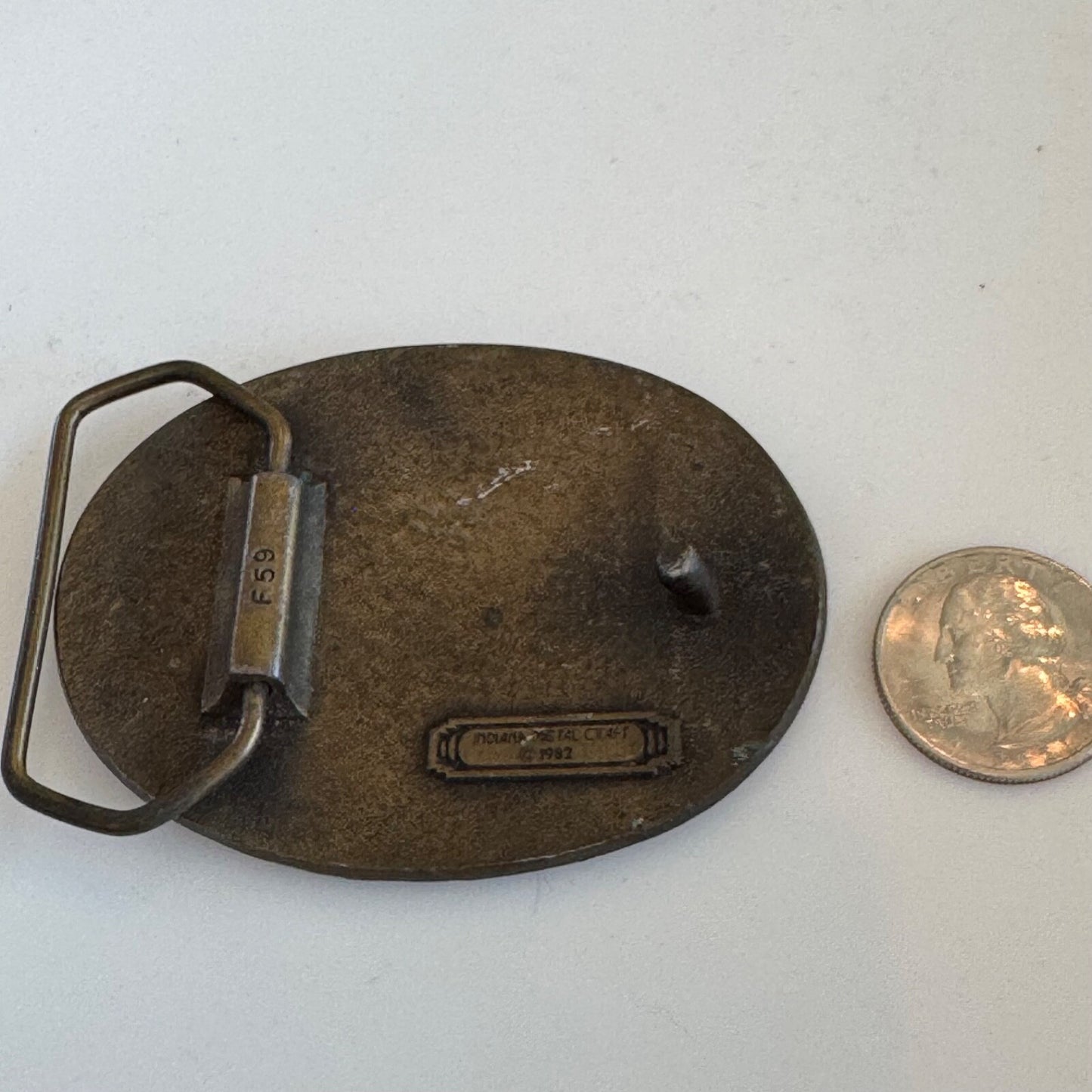 Vintage Indiana Metal Craft Belt Buckle Flying Geese Sun Clouds 1982 Ducks