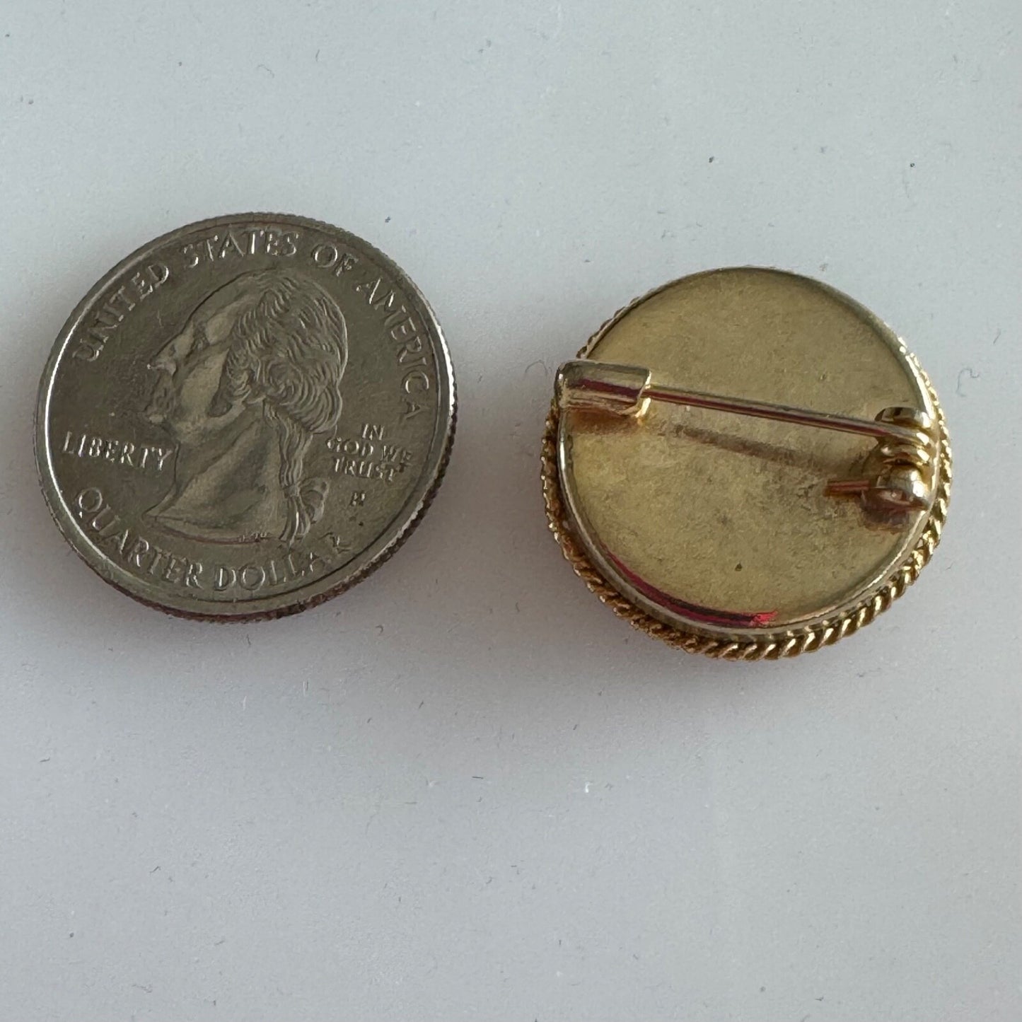 Vintage Round Micro Mosaic Brooch Pin Flower Italy Micromosaic
