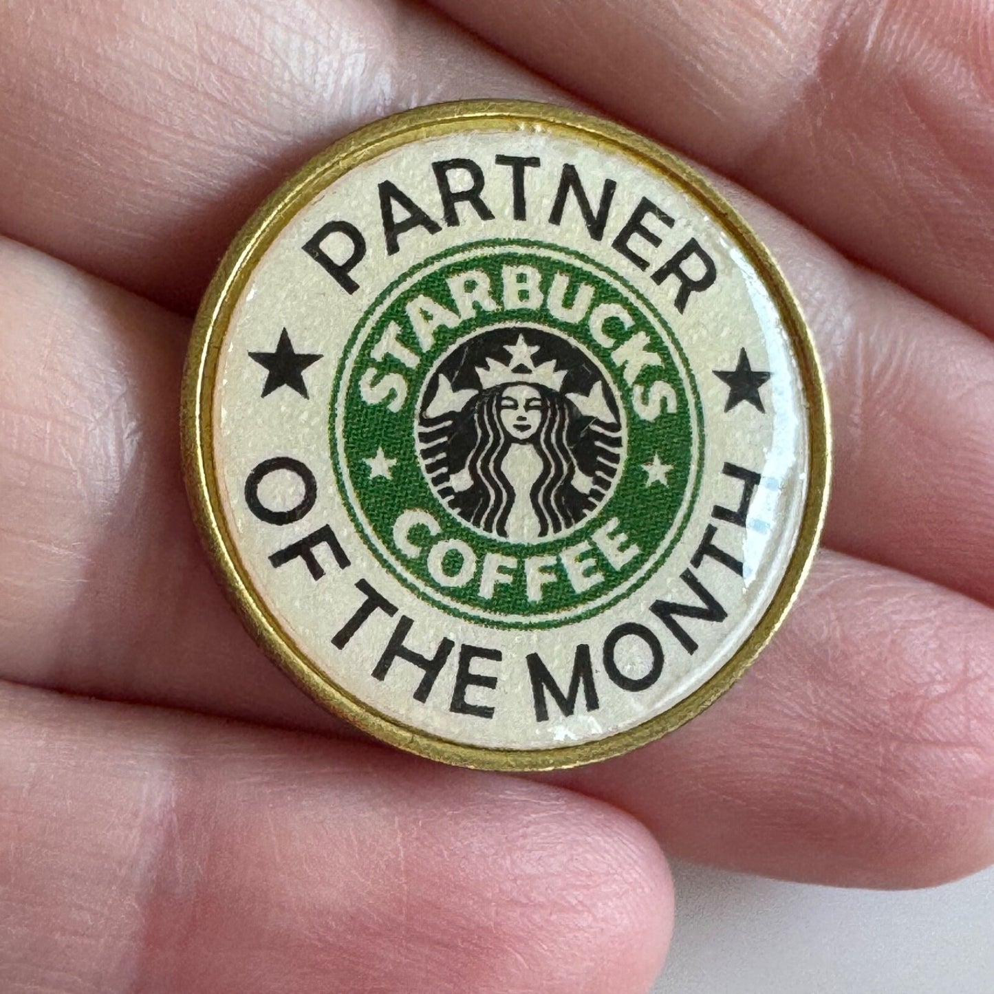 Vintage Starbucks Coffee Partner of the Month Lapel Pin RARE Made in USA