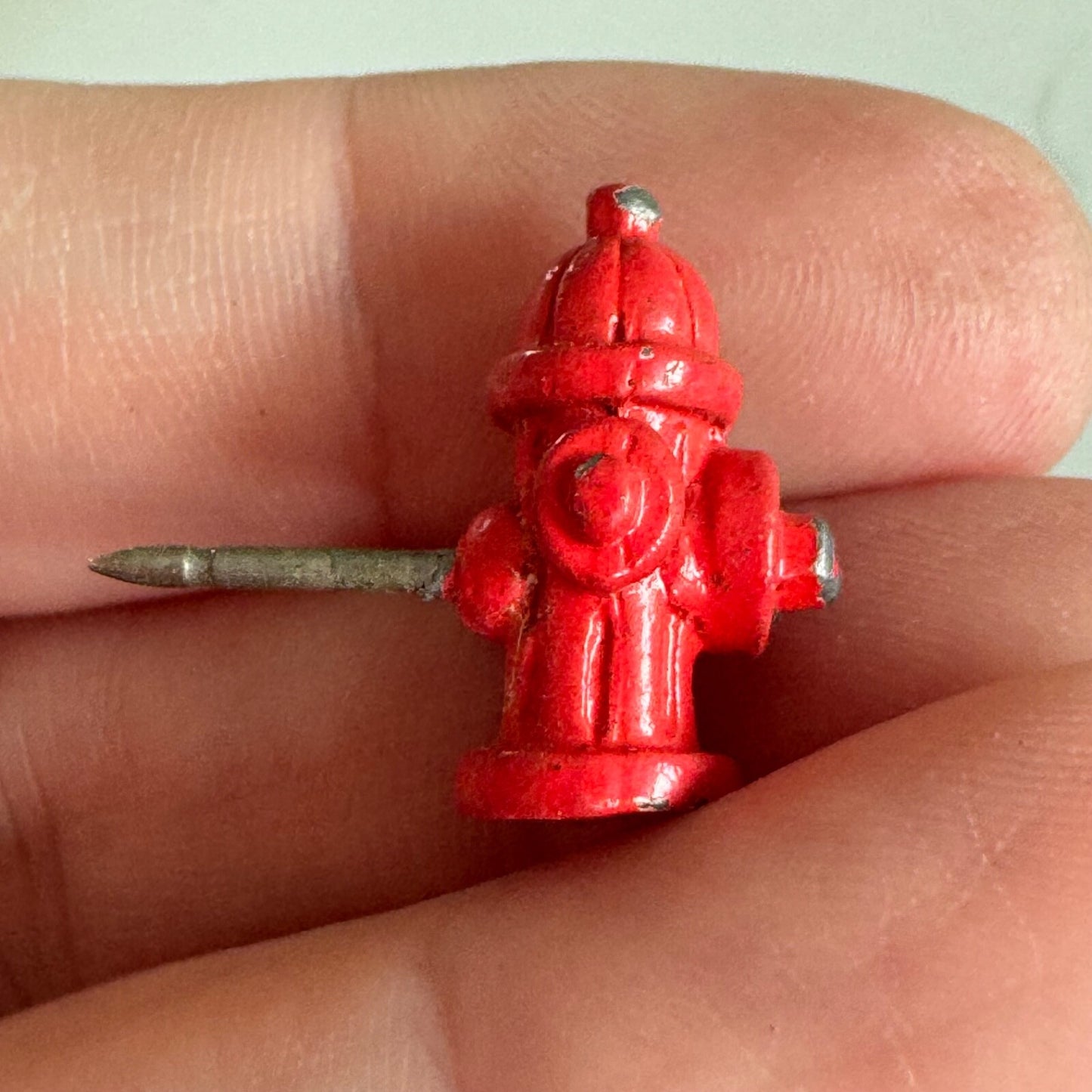 Vintage Red Fire Hydrant Pin Metal Miniature Toy Collectible